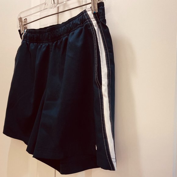 EUC Reebok Running/Tennis Shorts, Navy w/Wht Stripes, Pockets, Polyester, Sml - Picture 2 of 10